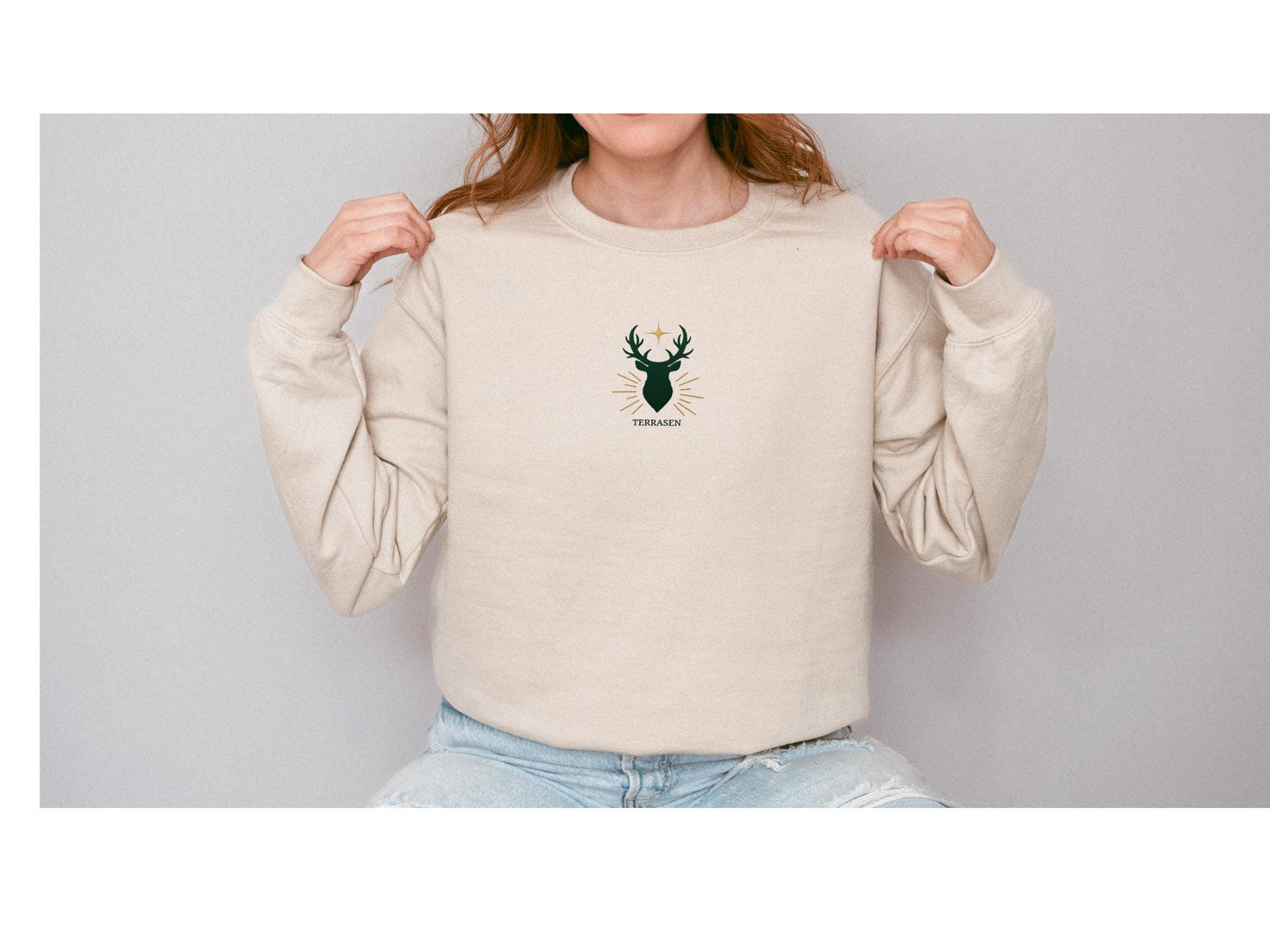Terrasen Stag Embroidered SweatShirt | Sarah J Maas | Throne Of Glass | SJM Merch | Bookish Merch | ACOTAR | Aelin Galathynius | TOG Sweater