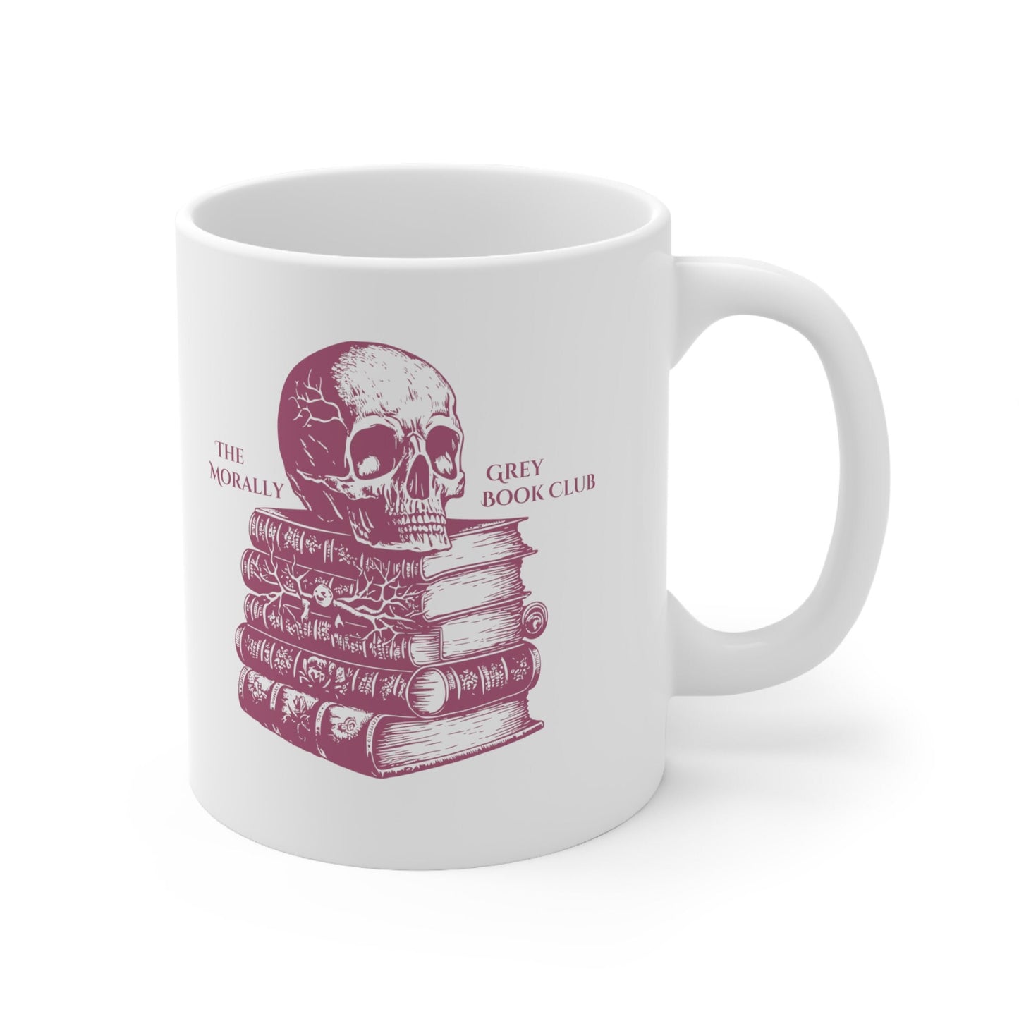 Morally Grey Book Club Mug, Bookish Merch, Booklover Gift, Dark Romance, Skull and Books Coffee Mug, Gift for Reader, TBR, Enemies to Lovers