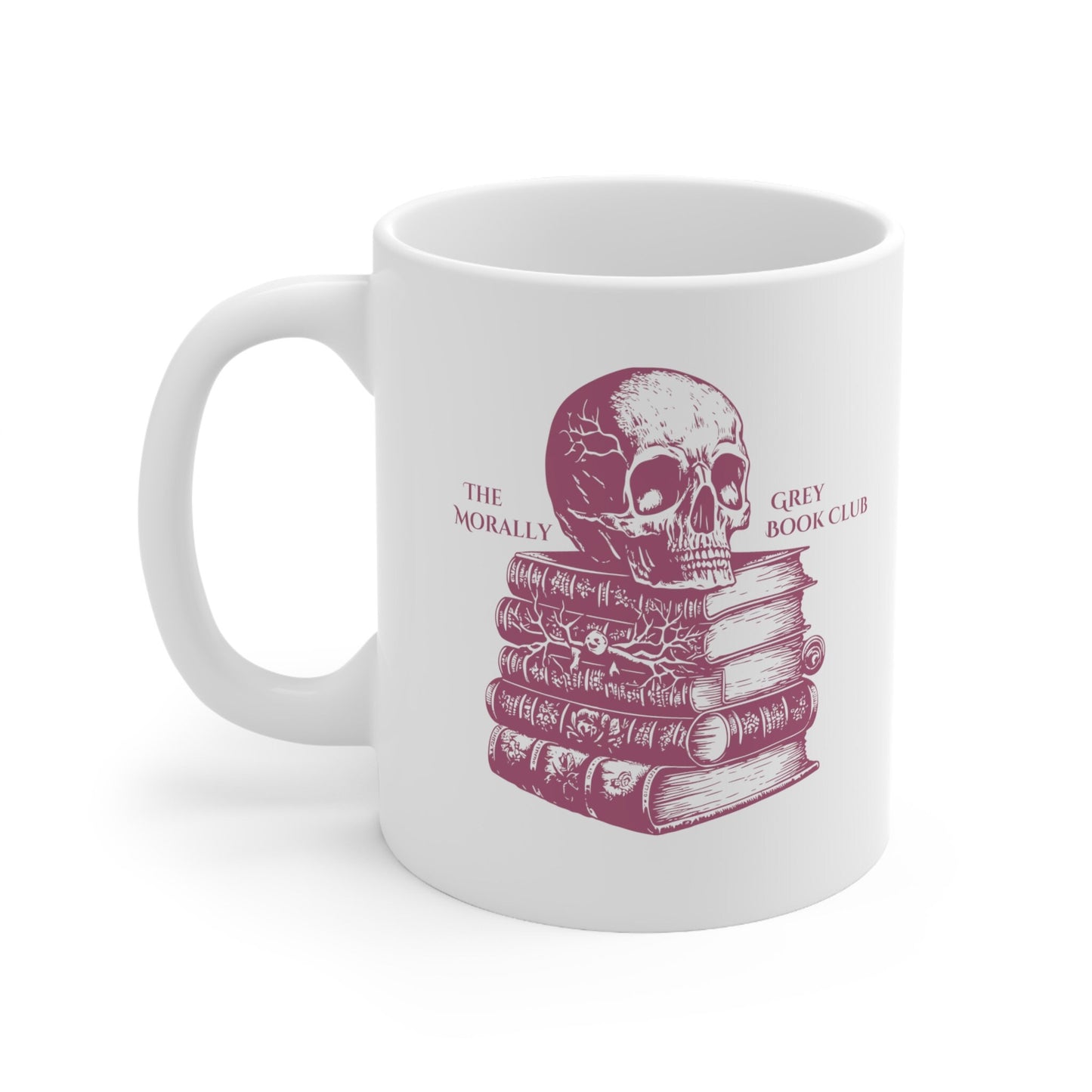 Morally Grey Book Club Mug, Bookish Merch, Booklover Gift, Dark Romance, Skull and Books Coffee Mug, Gift for Reader, TBR, Enemies to Lovers