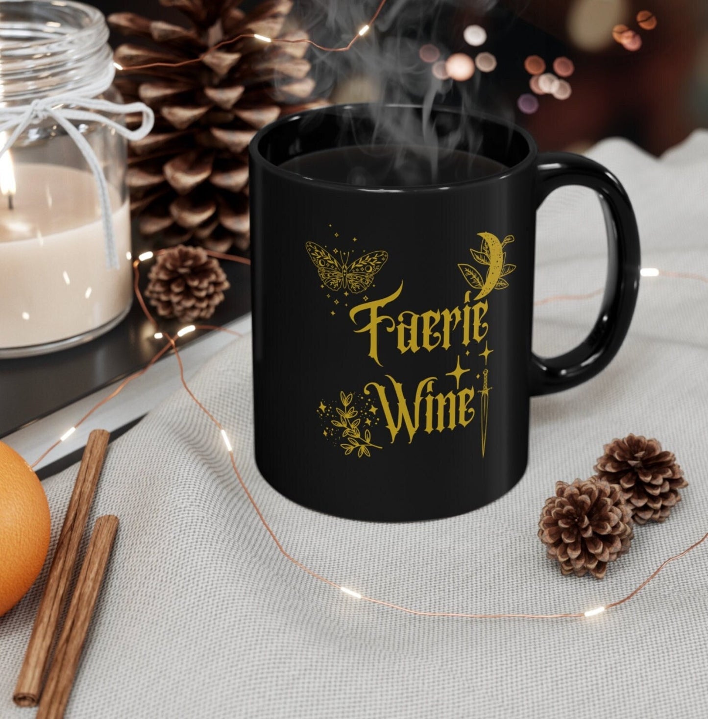 Faerie Wine Black Mug, ACOTAR Merch, The Night Court, Bookworm, Booklovers, Court of Thorns and Roses, Rhysand, Sarah J Mass Merch, SJM
