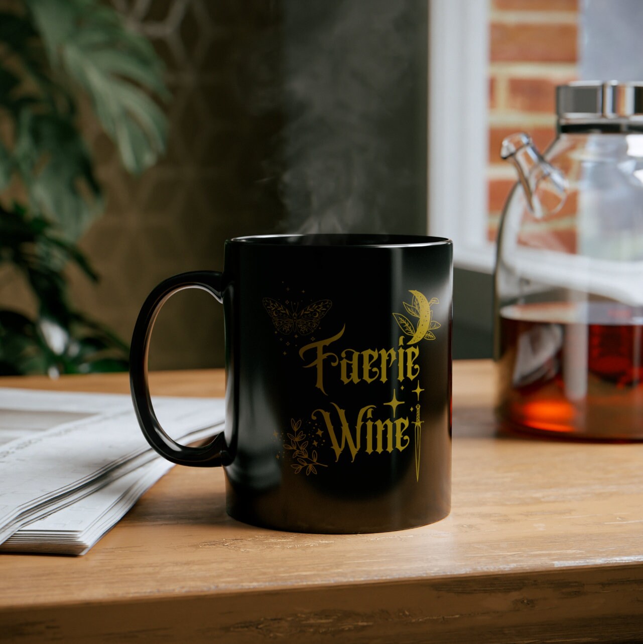 Faerie Wine Black Mug, ACOTAR Merch, The Night Court, Bookworm, Booklovers, Court of Thorns and Roses, Rhysand, Sarah J Mass Merch, SJM